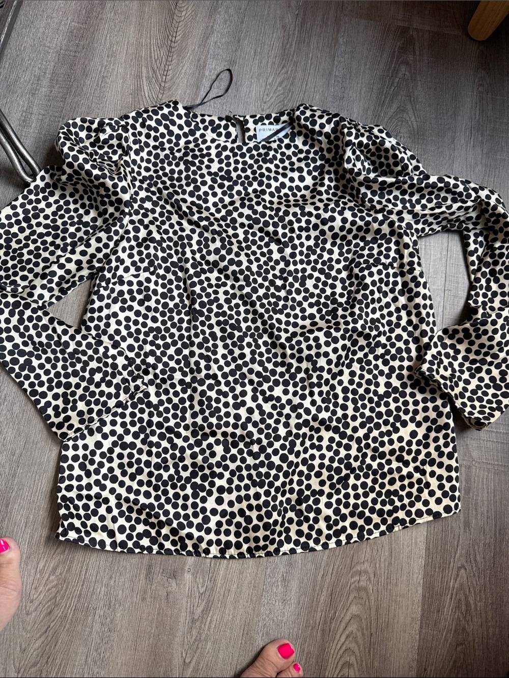 Primark Black Polka Dot Blouse - Cream Base